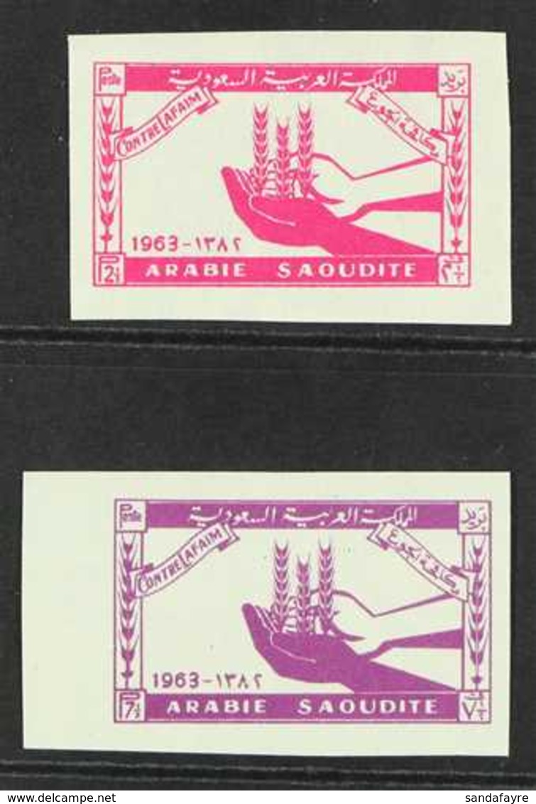 1963  Freedom From Hunger 2½p And 7½p Variety "imperforate And Background Colour Omitted", SG 459/60 Varieties, Mayo 991 - Arabie Saoudite