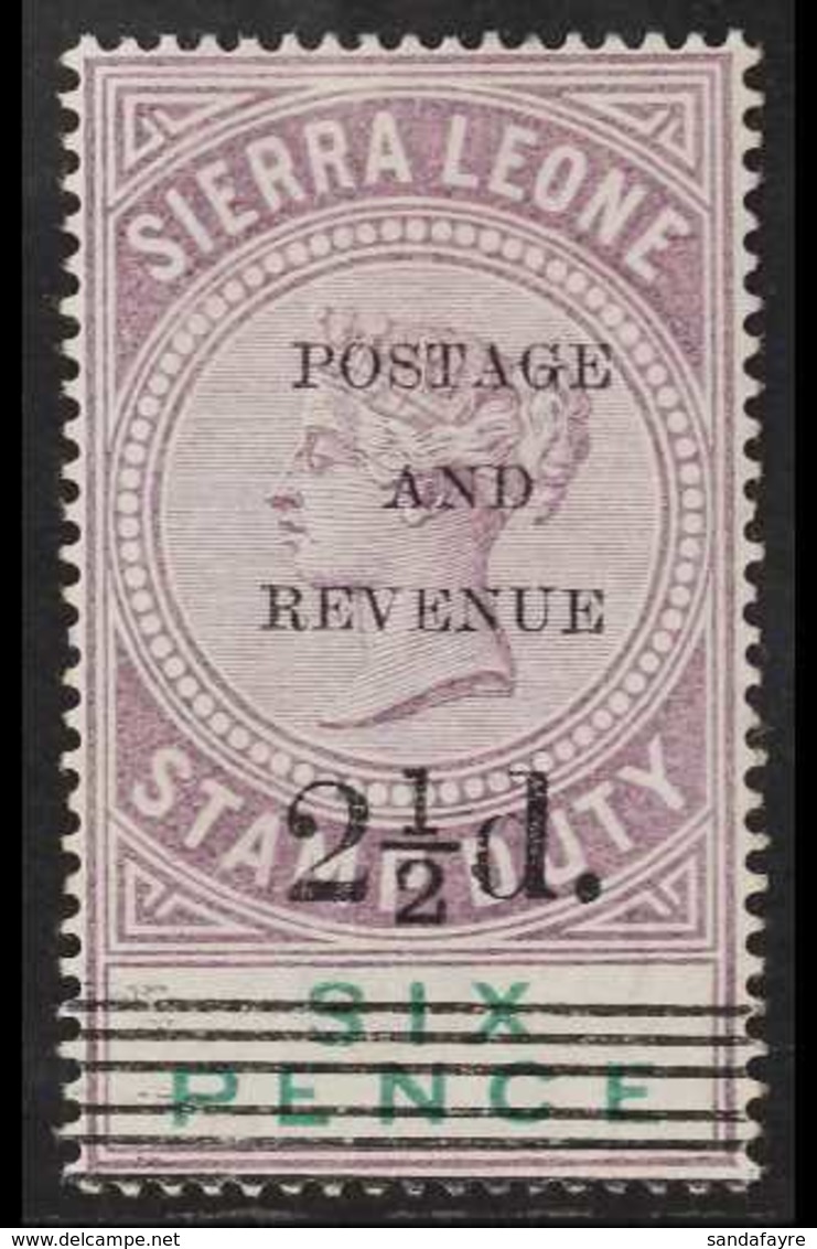 1897  2½d On 6d Dull Purple And Green, SG 56, Very Fine Mint. For More Images, Please Visit Http://www.sandafayre.com/it - Sierra Leone (...-1960)