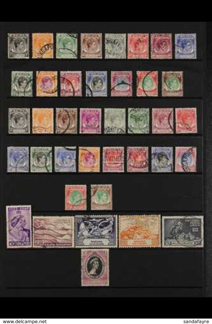 1948-91 USED COLLECTION  A Most Useful, Used Collection Collection That Includes Both KGVI Perf Sets, 1955-59 Pictorial  - Singapour (...-1959)