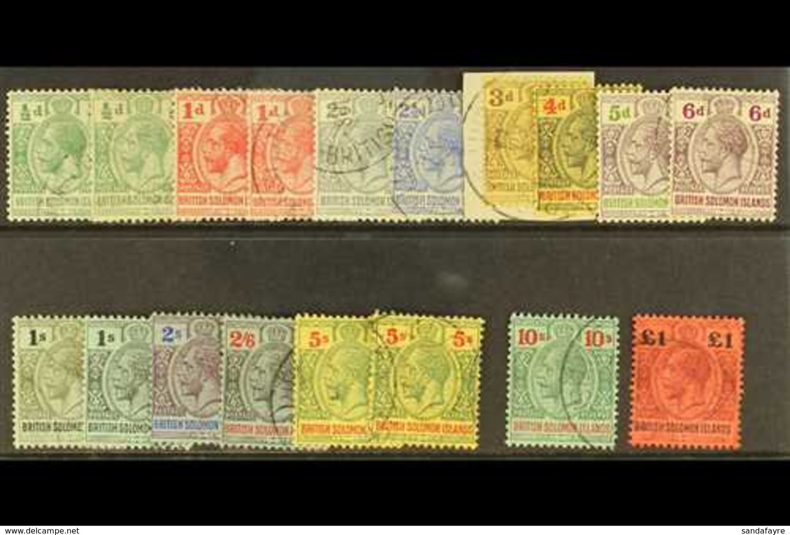 1914-23  Complete Set, SG 22/38, Plus Additional Listed ½d, 1d, 1s And 5s Shades, Fine Cds Used. (18 Stamps) For More Im - Iles Salomon (...-1978)