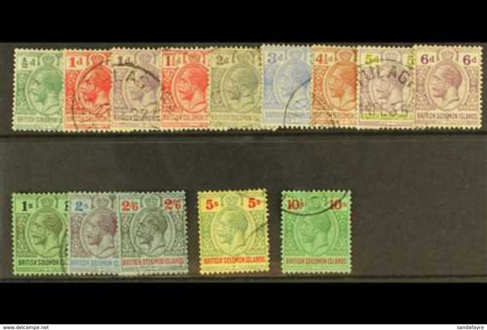 1922-31  Script Watermark Set (less 4d), SG 39/52, Fine Cds Used. (14 Stamps) For More Images, Please Visit Http://www.s - Iles Salomon (...-1978)