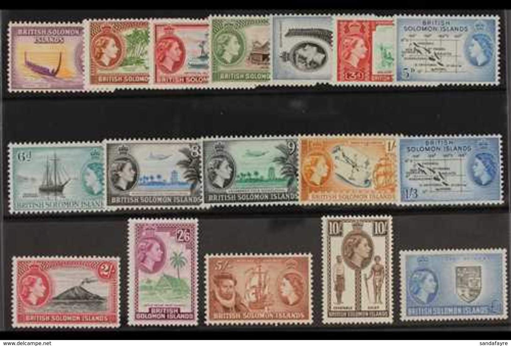 1956-63  Definitives Complete Set, SG 82/96/ Never Hinged Mint. (17 Stamps) For More Images, Please Visit Http://www.san - Salomonseilanden (...-1978)