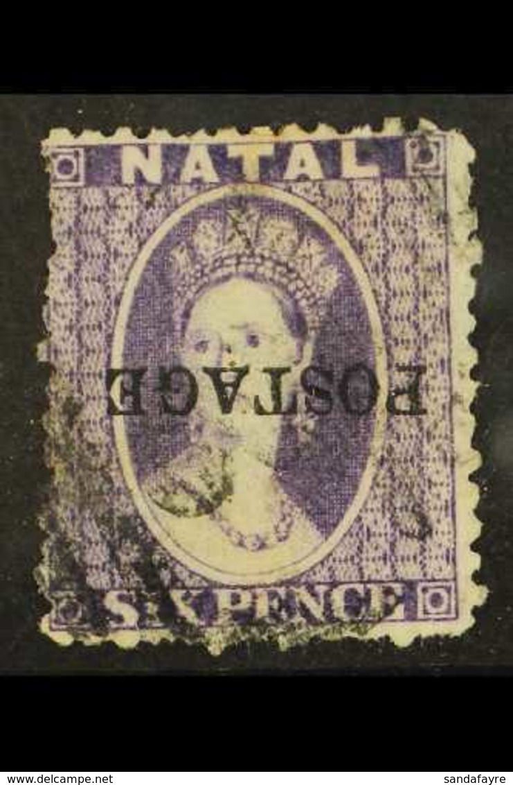 NATAL  1875 6d Violet Ovptd "Postage" Locally, Variety "ovpt Inverted", SG 83b, Good Used. RPS Cert. For More Images, Pl - Non Classés