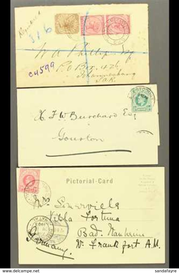 NATAL  1895-1910 Range Of Covers And Cards, With 1895 Envelope Registered To J'burg With Stamps Tied By Registered GPO C - Zonder Classificatie