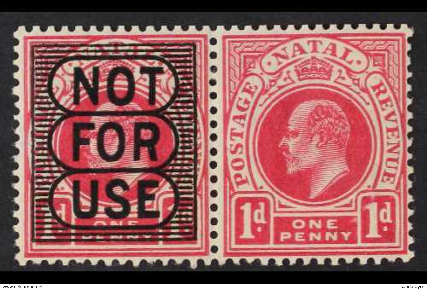 NATAL  1904 1d Rose Carmine, Pair, One Overprinted "Not For Use", SG 147/147a, Very Fine Mint. For More Images, Please V - Zonder Classificatie