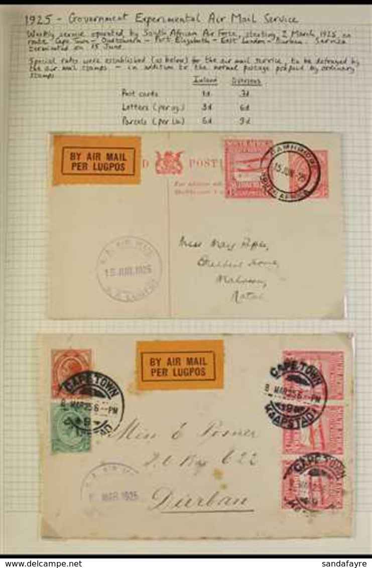 1925 AIR ISSUE - COVERS & CARDS COLLECTION  An Attractive Range Mainly Displaying S.A. AIR MAIL Bilingual Cachets In Vio - Non Classés