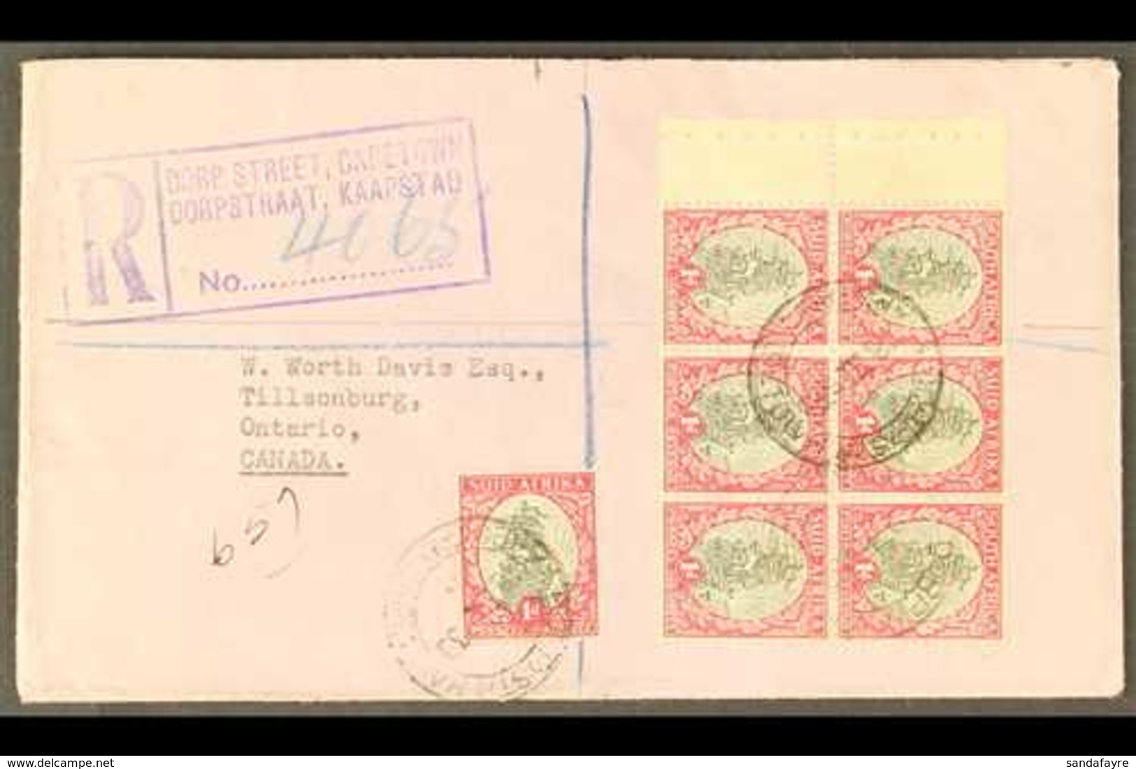 1939  Reg'd Cover To Canada, Franked With 1d BOOKLET PANE Of 6 Plus 1d Single, SG 56, Ex Booklet SG SB13 Or SB14, Neat,  - Non Classés