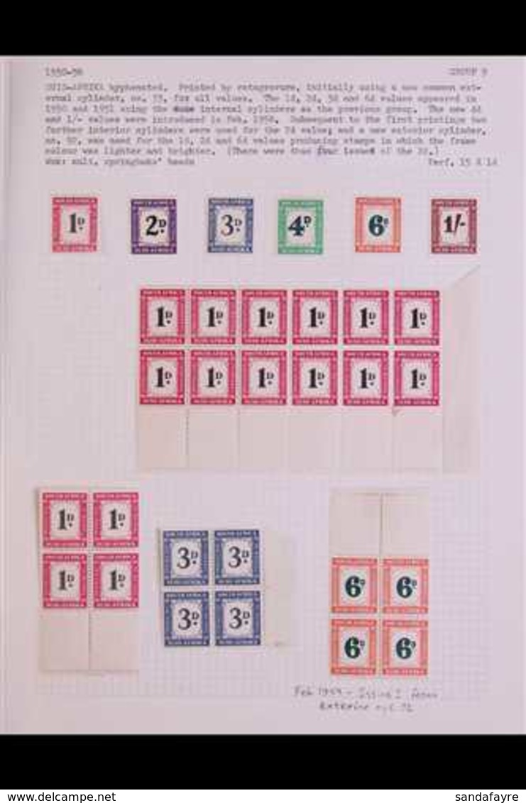 POSTAGE DUES  1950-8 STUDY COLLECTION - IDEAL FOR DISPLAY, Written Up On Pages, With Mint Set, Numerous Blocks Of Four O - Zonder Classificatie