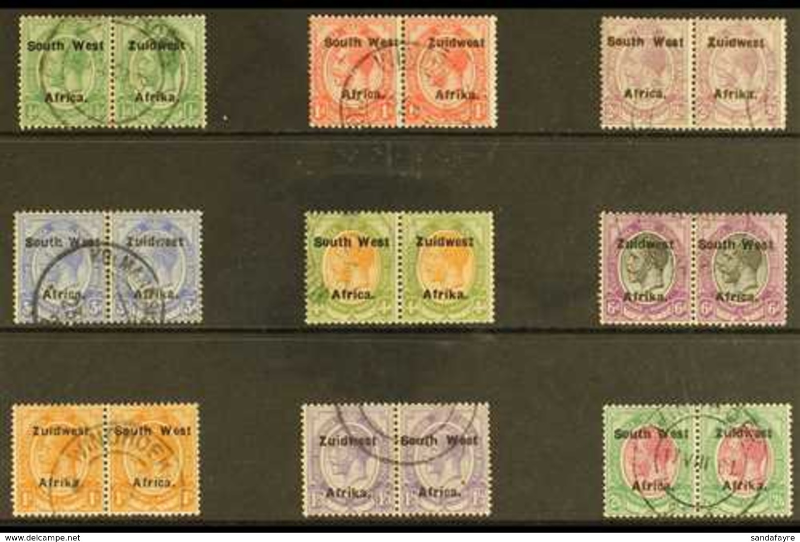 1924-26  KGV Fine Used Definitive Set To 2s6d, Setting  VI, SG 29/37, In Correct Units / Horizontal Pairs. Useful Range  - Afrique Du Sud-Ouest (1923-1990)