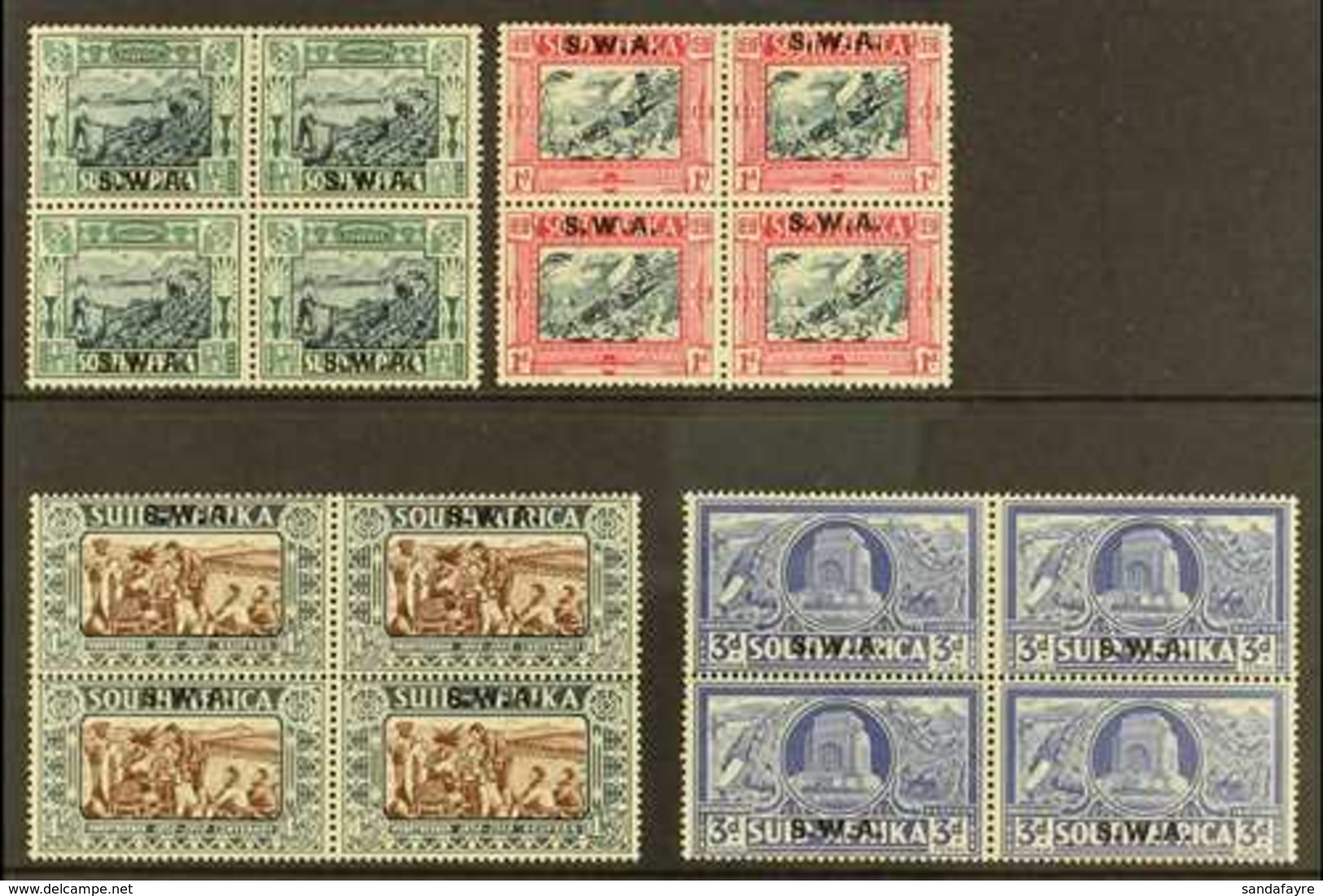 1938  Voortrekker Centenary Memorial Set, SG 105/108 In Fine Mint/NHM Blocks Of 4, The Lower Stamps In Each Block Being  - Zuidwest-Afrika (1923-1990)