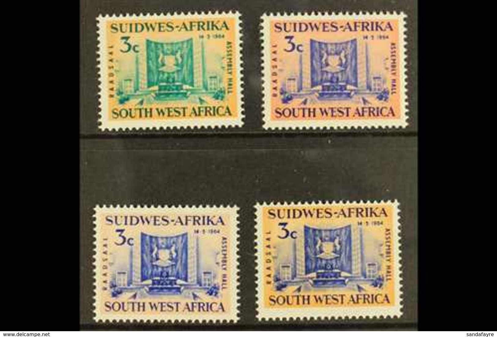 1964  Opening Of Legislative Assembly Hall, COLOUR TRIALS Of 3c Blue And Pink, Blue And Yellow Orange, And Brown Green A - Zuidwest-Afrika (1923-1990)