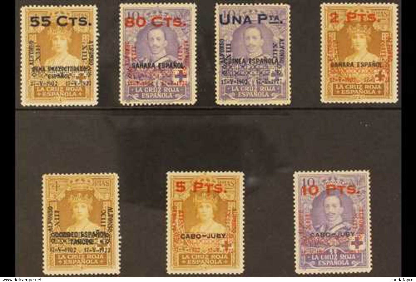 1927  25th Anniv Of Coronation Surcharges On Spanish Colonial Issues With 7 Of The 10 Issued Stamps, Edifil 392, 394/5,  - Andere & Zonder Classificatie