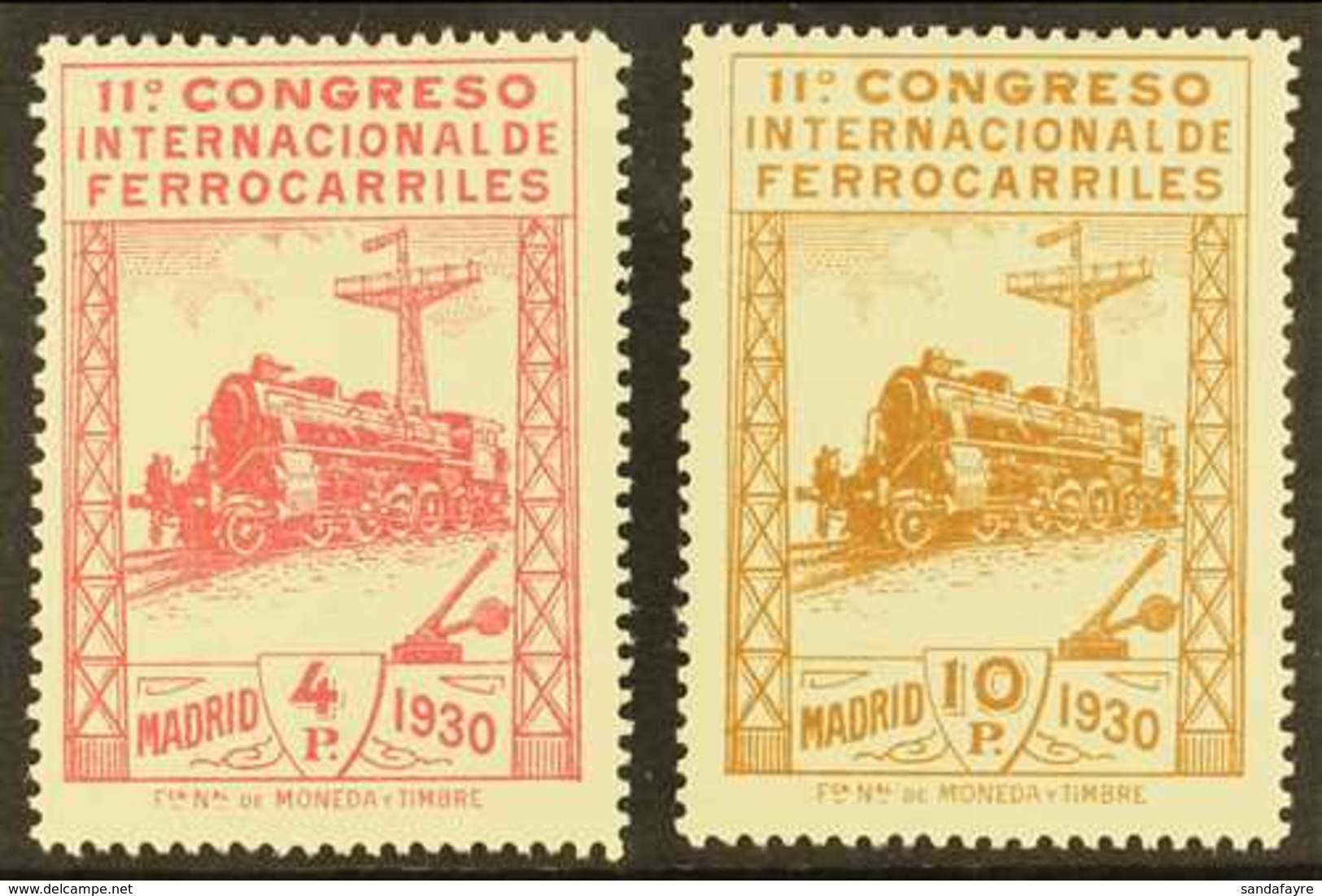 1930  4p Carmine & 10p Brown Railway Congress, Mi 455/6, SG 545/6, Fine Mint (2). For More Images, Please Visit Http://w - Autres & Non Classés