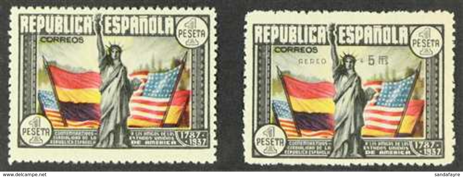 1938  150th Anniv Of U.S. Constitution Complete Set (Edifil 763 & 765, SG 845 & 847, Michel 712/13), Fine Mint, Very Fre - Autres & Non Classés