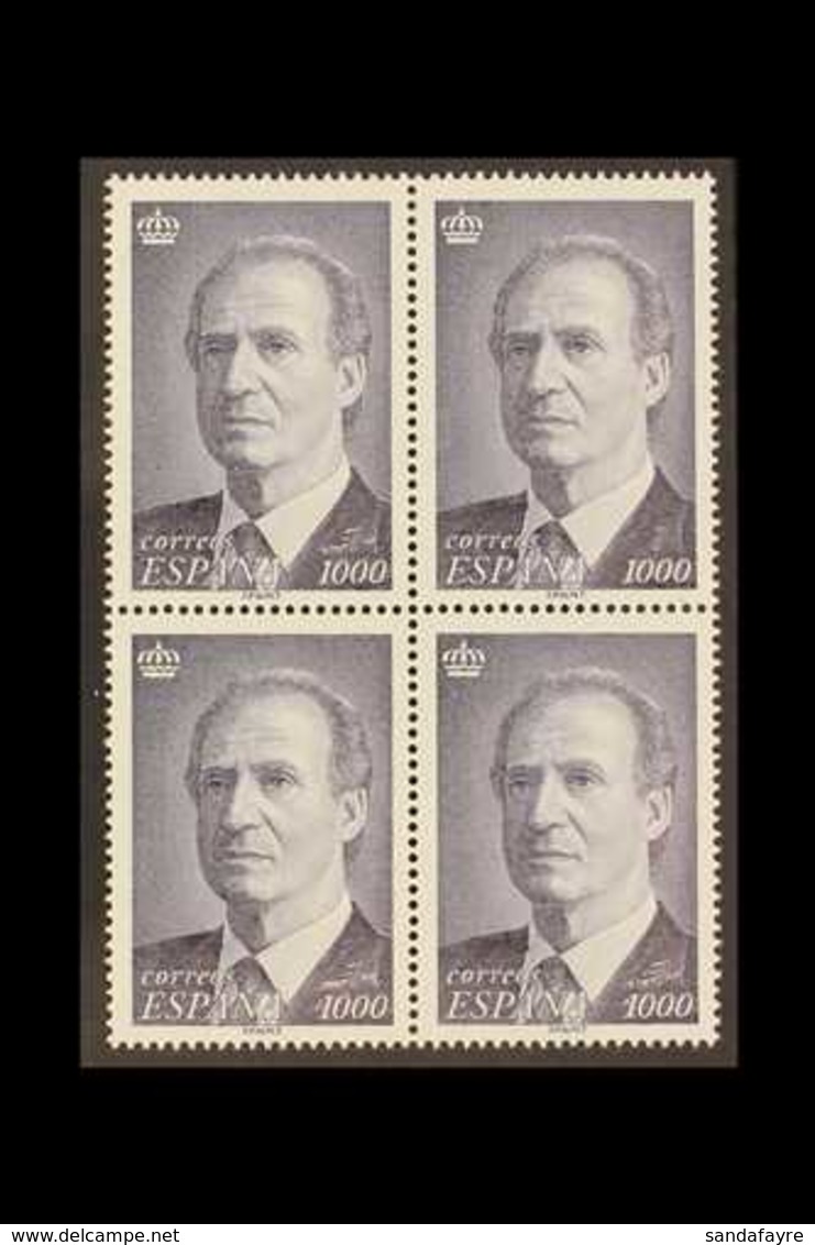 1995  1000p Slate- Violet Accession Of Juan Carlos I, SG 3361 (Edifil 3403), Never Hinged Mint BLOCK OF FOUR. For More I - Andere & Zonder Classificatie