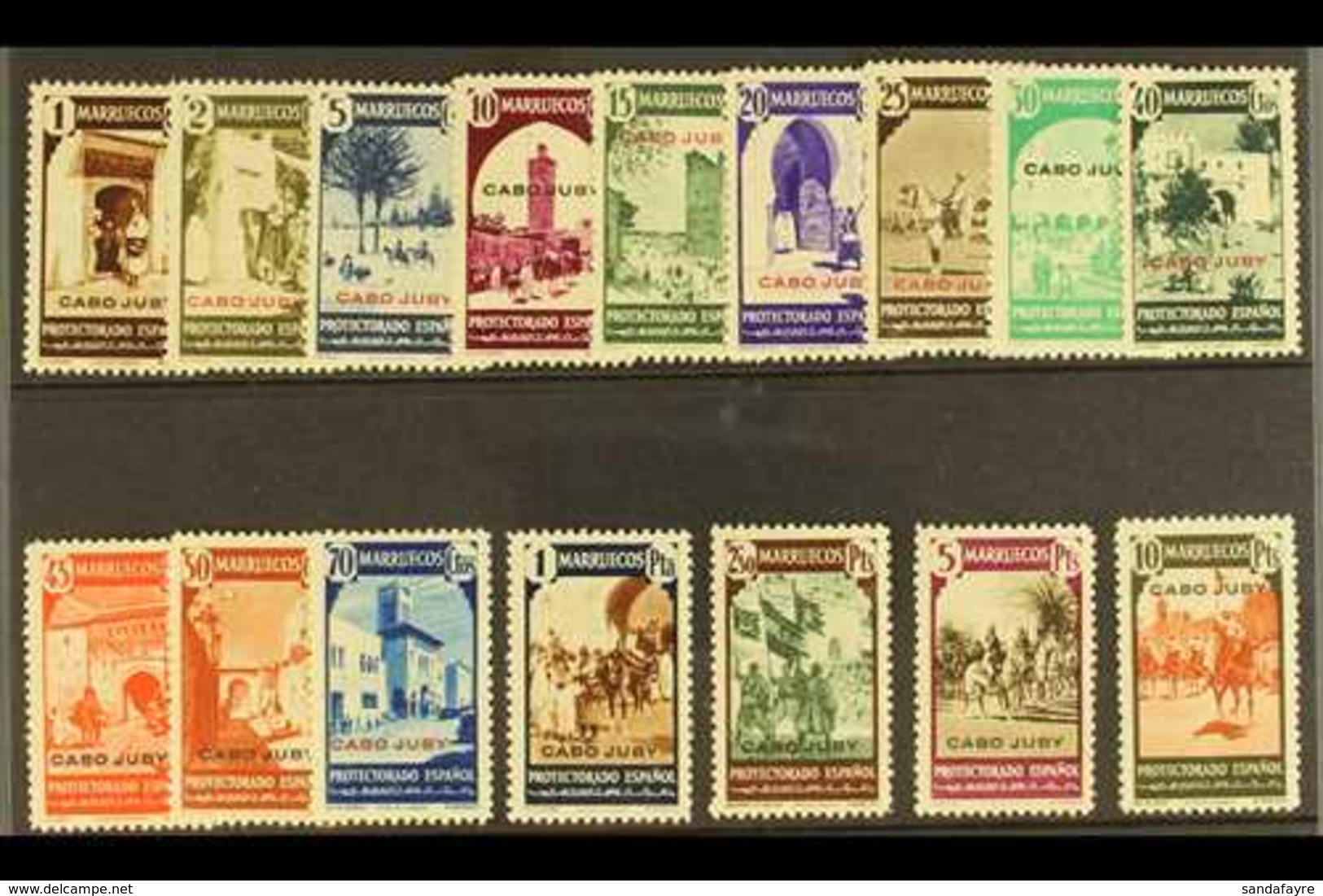 CAPE JUBY  1940 Pictorials Set Complete Without 25c Express, SG 109/124 (Edifil 116/131), Never Hinged Mint (16 Stamps)  - Andere & Zonder Classificatie