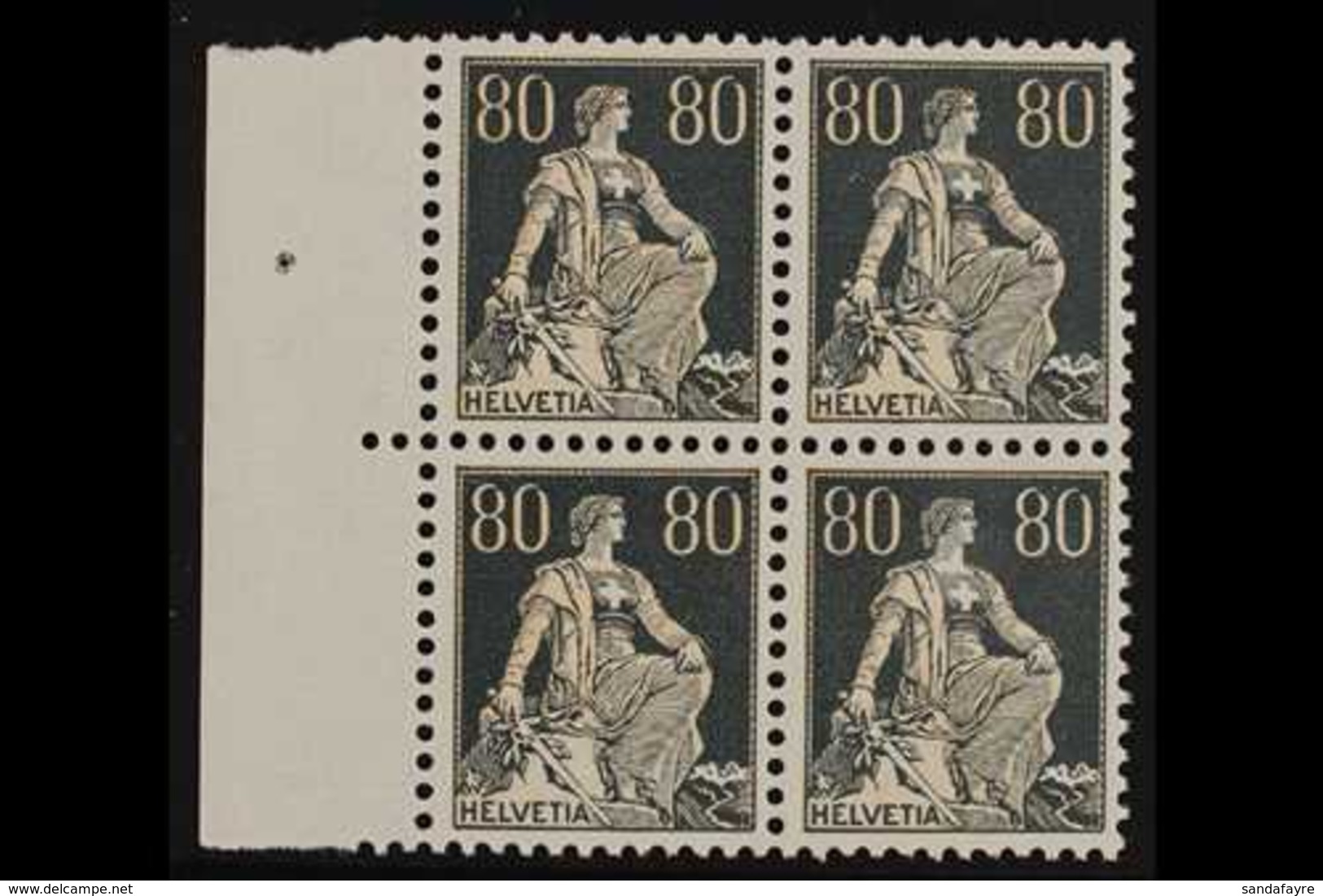 1915-40  80c Buff & Olive Grey, Grilled Gum, Mi 141z, SG 244a, BLOCK OF 4, Never Hinged Mint (4 Stamps) For More Images, - Autres & Non Classés