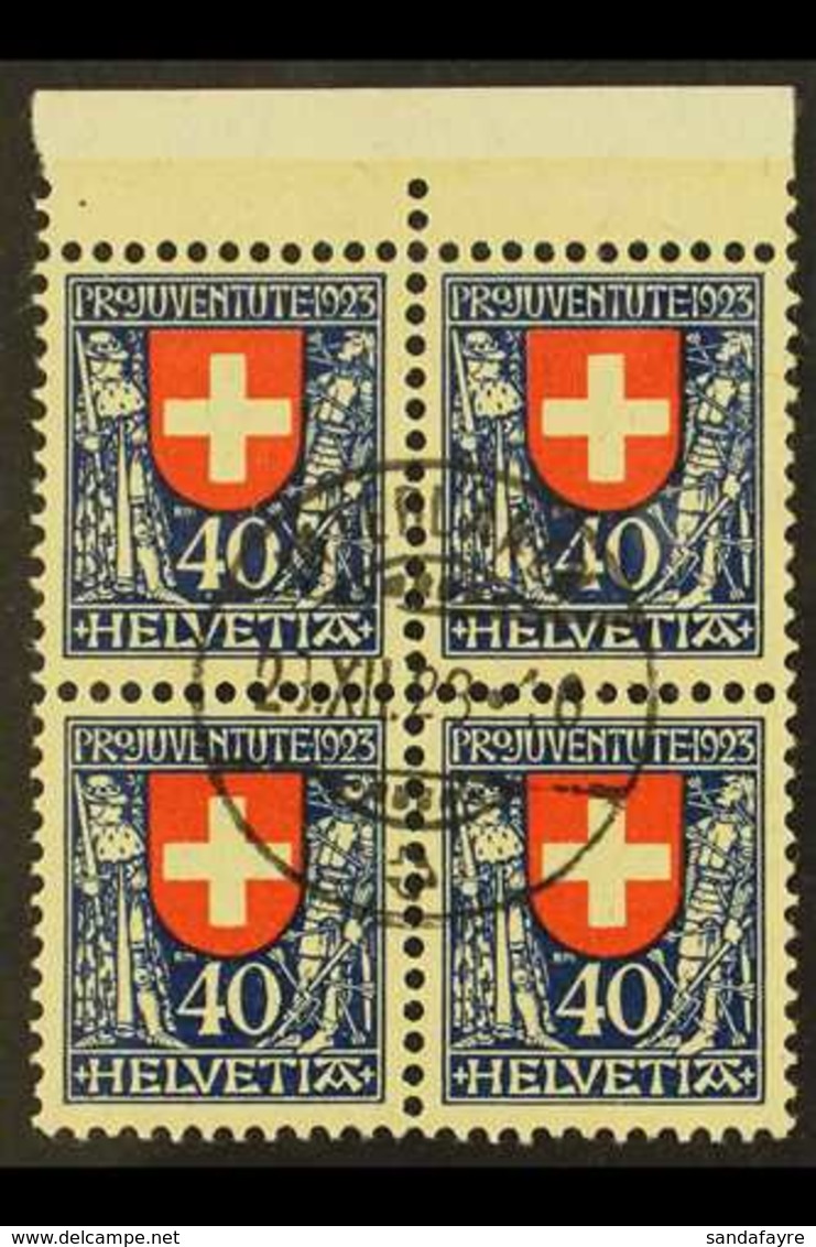 1923  40c (+10c) Pro Juventute (Mi 188, Zum 28), Upper Marginal BLOCK OF FOUR Very Fine Used With Central Cds. For More  - Autres & Non Classés