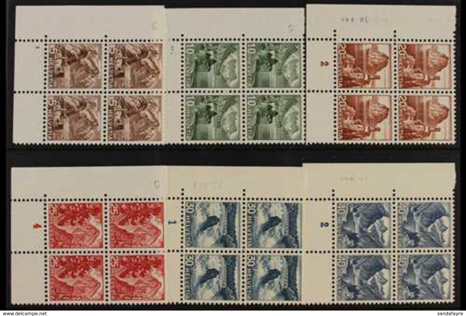 1948  Pictorial Definitive Set, Mi 500/505, SG 489/494, CORNER BLOCKS OF 4, Never Hinged Mint 96 Blocks = 24 Stamps) For - Andere & Zonder Classificatie