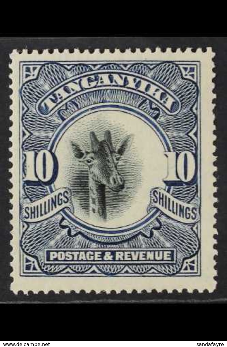 1922  10s Deep Blue Giraffe, Wmk Upright, SG 87a, Fine Mint. For More Images, Please Visit Http://www.sandafayre.com/ite - Tanganyika (...-1932)