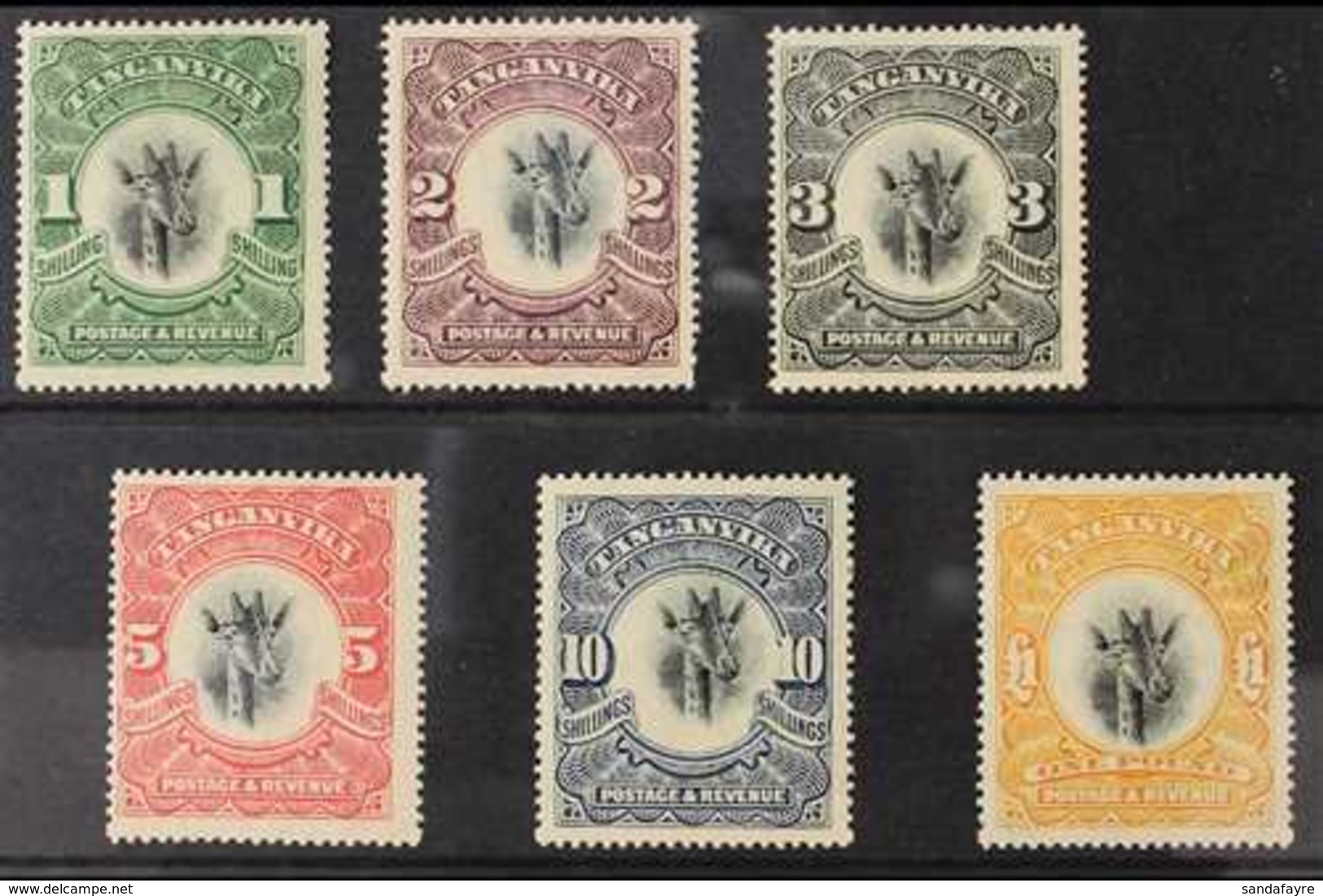 1922  1s To £1 Giraffe High Values, SG 83/8, Very Fine Mint (10s And £1 Particularly Well Centered For This Issue). (6 S - Tanganyika (...-1932)