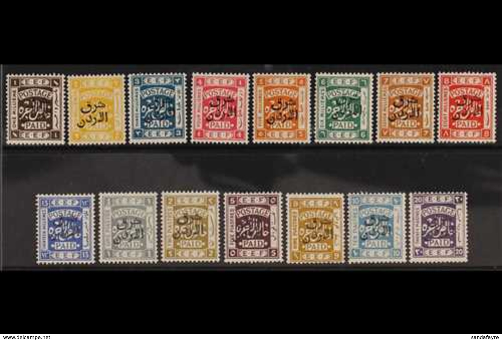 1925-26  "East Of The Jordan" Overprints On Palestine Complete Set, SG 143/57, Very Fine Mint, Very Fresh. (15 Stamps) F - Jordanië