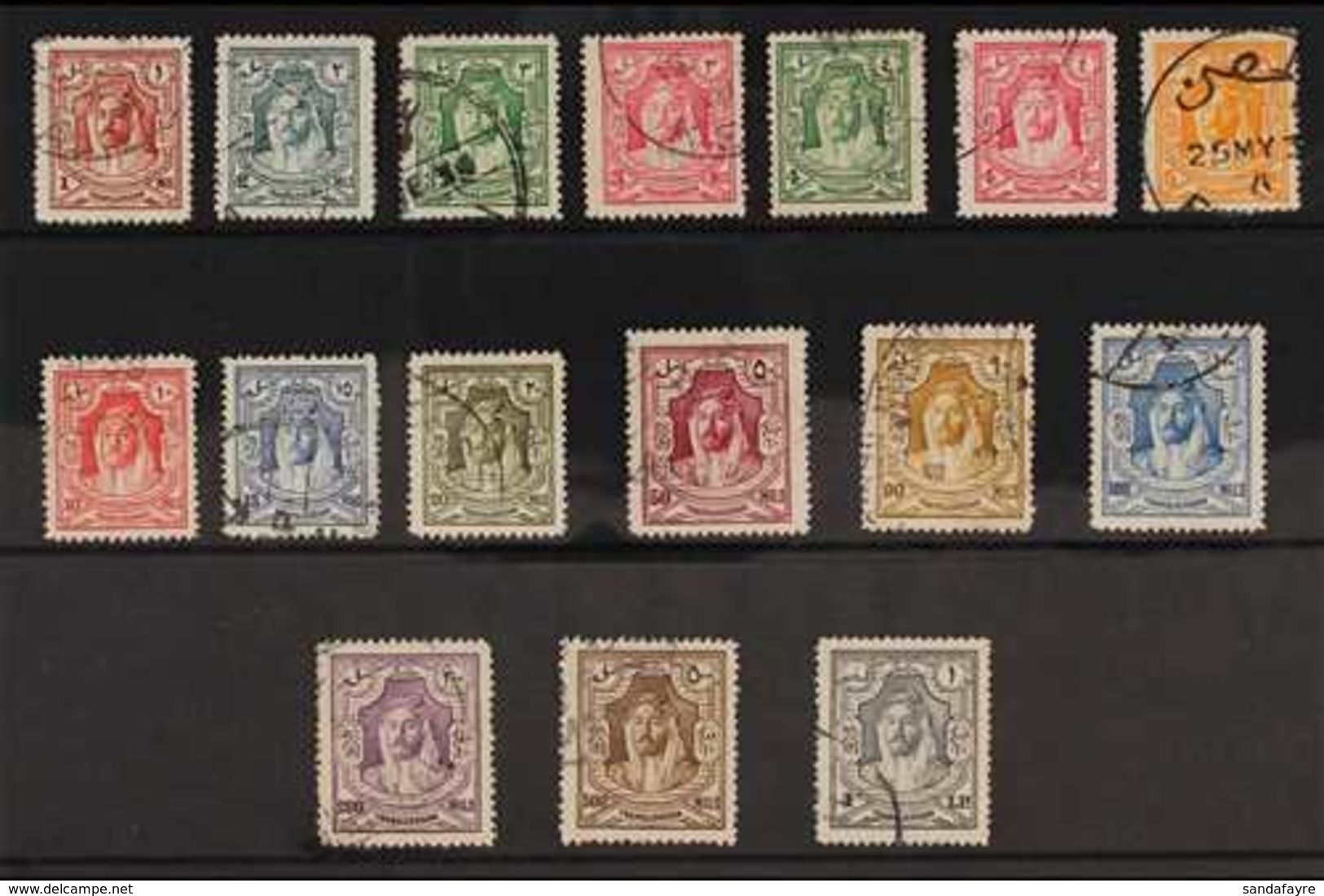 1930-39  Emir Abdullah Perf 14 Complete Set, SG 194b/207, Very Fine Used, Fresh. (16 Stamps) For More Images, Please Vis - Jordanie