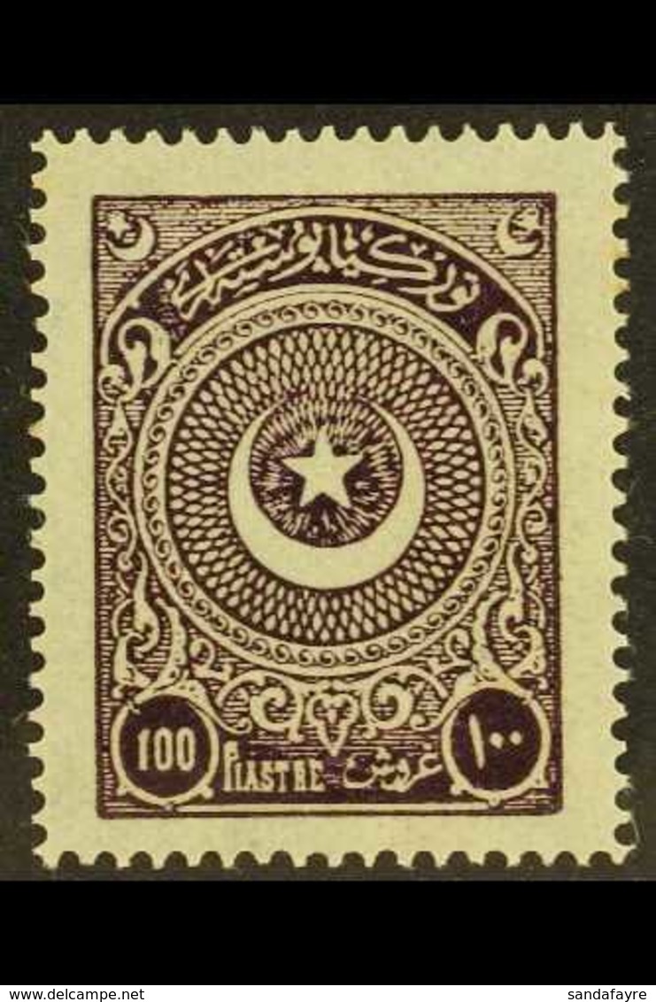 1923-25  100pi Dark Violet 'Star & Half-moon In Circle', Mi 824, Very Fine Mint. Superb Well Centered Stamp. For More Im - Autres & Non Classés