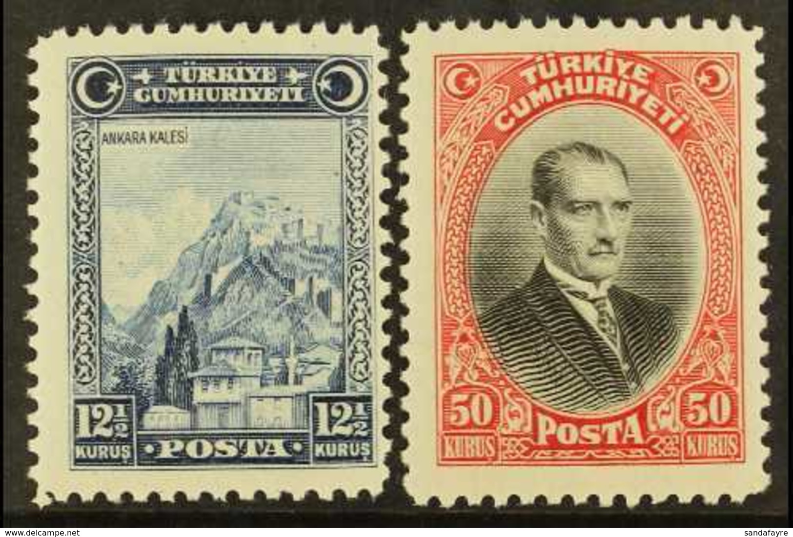 1929  (first "U" Of "CUMHURIYETI" Without Umlaut) 12½k And 50k, Mi 889/90, Fine Mint, Very Lightly Hinged. (2 Stamps) Fo - Andere & Zonder Classificatie