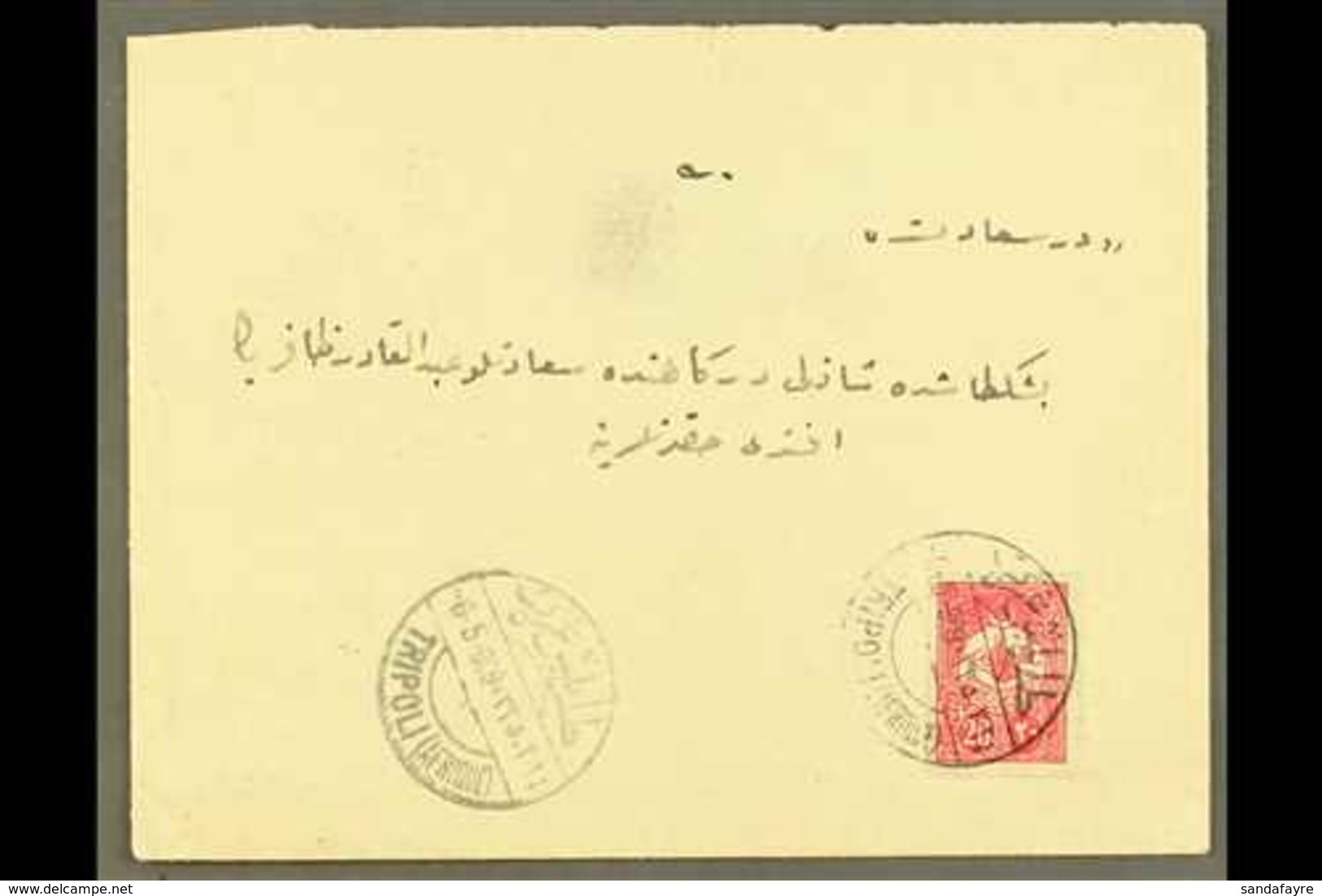 TRIPOLI (LIBYA) 1909  (May) Envelope Bearing 20pa To Instanbul (flap Missing), With Good Clear Bilingual Tripoli Cds, Ar - Andere & Zonder Classificatie