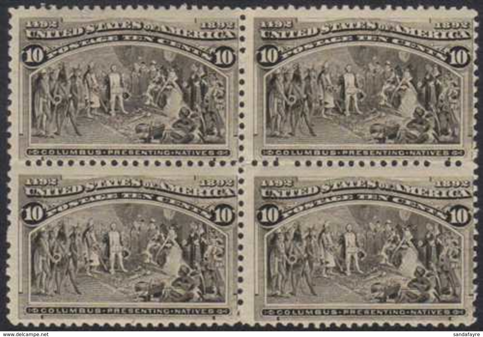 1893  Columbian Exposition 10c Black Brown (Sc 237, SG 242a) Fine Fresh Mint BLOCK OF FOUR, The Two Lower Stamps NEVER H - Autres & Non Classés