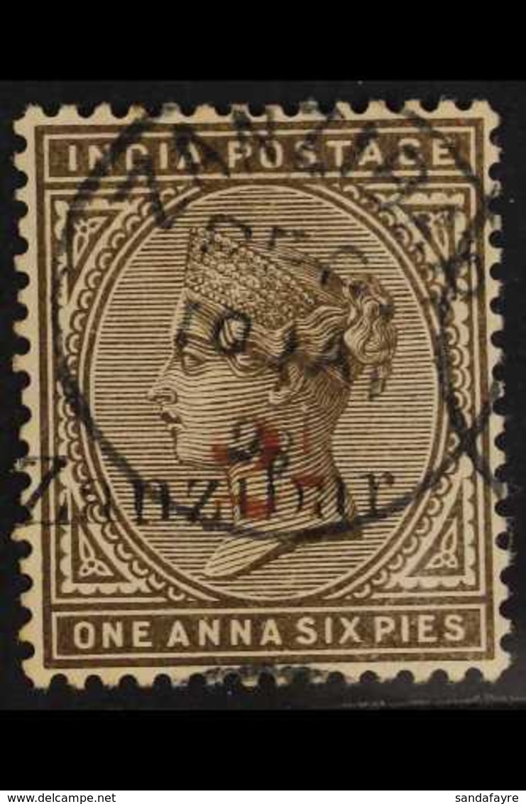 1895-8  "2½" In Red On 1a 6p Sepia, SG 37, Very Fine Used. For More Images, Please Visit Http://www.sandafayre.com/itemd - Zanzibar (...-1963)