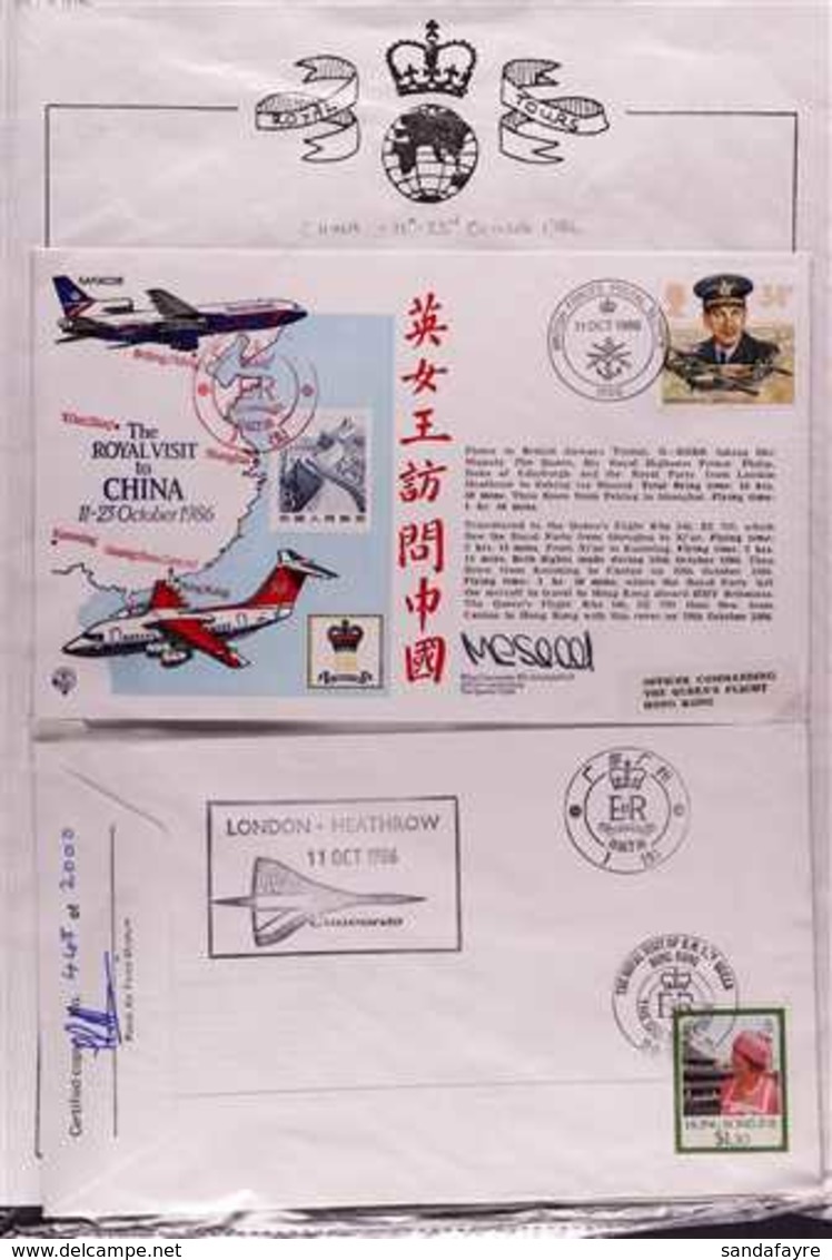 ROYAL VISITS MOSTLY SIGNED FLIGHT COVERS.  1986-1995 Interesting Collection Of Special Illustrated Royal Flight Covers H - Andere & Zonder Classificatie