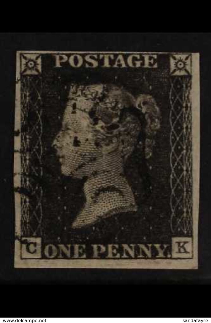 1840  1d Black 'CK' Plate 1b, SG 2, Fine Used With Neat Black Maltese Cross Cancel, Four Mostly Large Margins, Close But - Zonder Classificatie