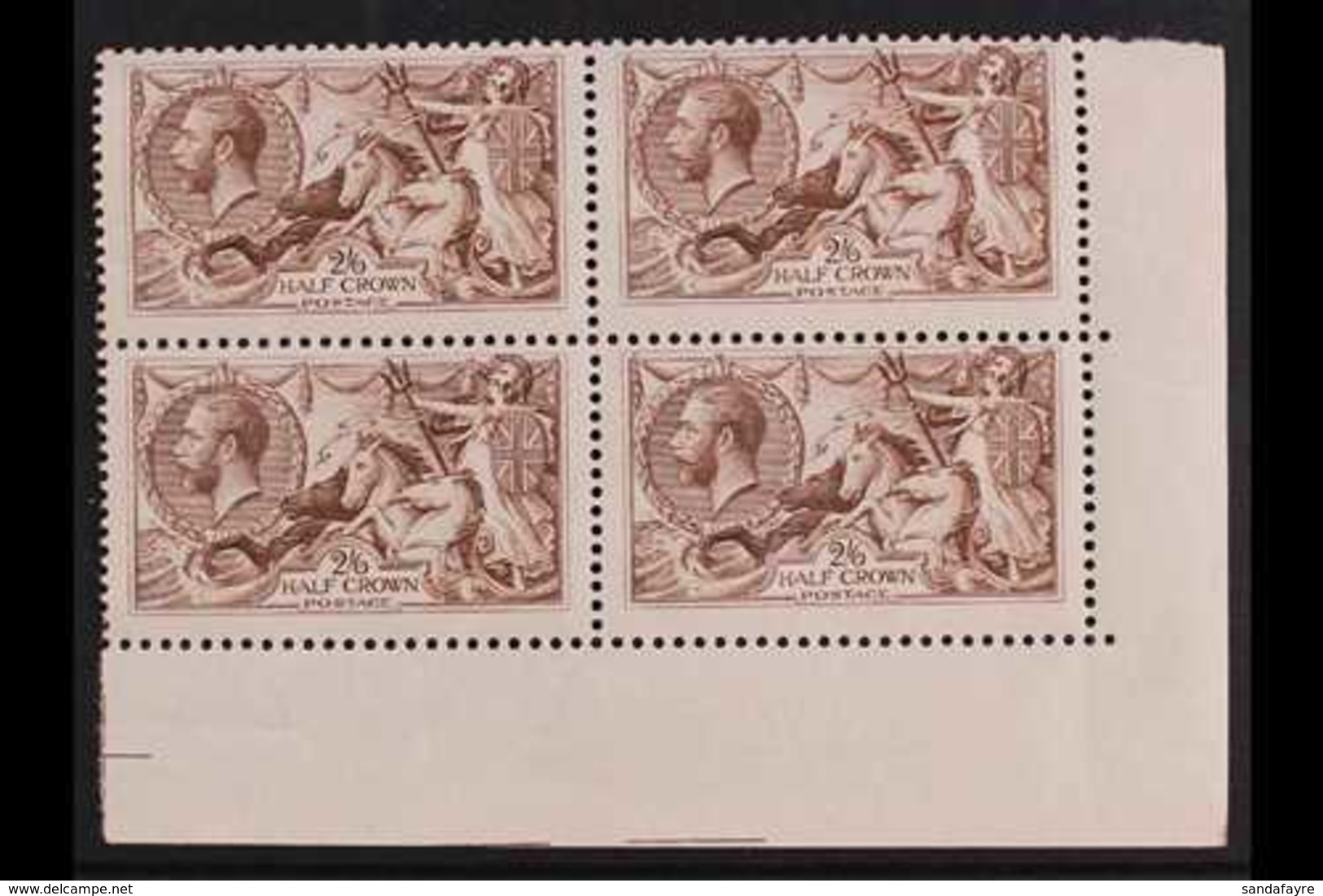 1918-19  2s6d Red-brown Bradbury Seahorse, SG 415, Superb Never Hinged Mint BLOCK OF FOUR From The Bottom-right Corner O - Non Classés