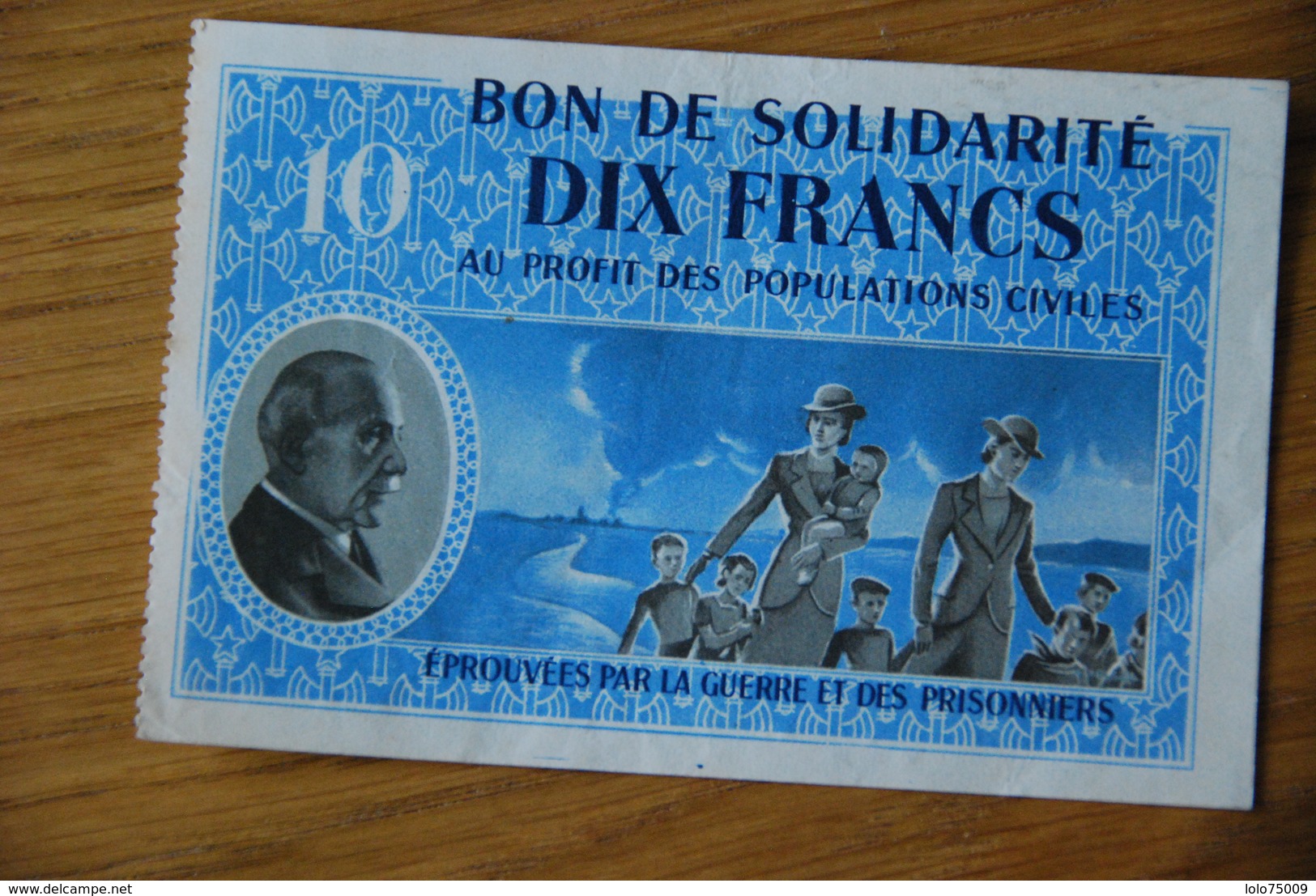 Bon De Solidarité Petain Sans Serie 10 Francs - Buoni & Necessità