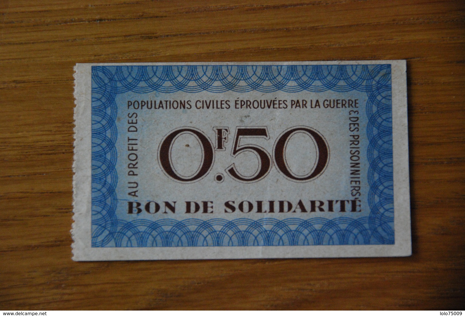 Bon De Solidarité Petain Sans Serie 50 Centimes - Bons & Nécessité