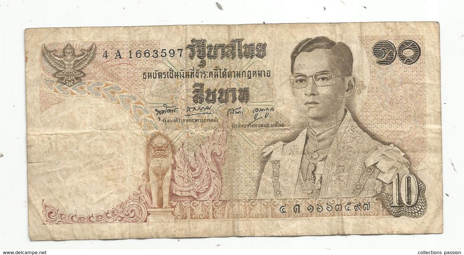 JC , Billet , THAILANDE ,THAILAND ,10 Bath, ND , 1969-78 , 2 Scans - Thaïlande