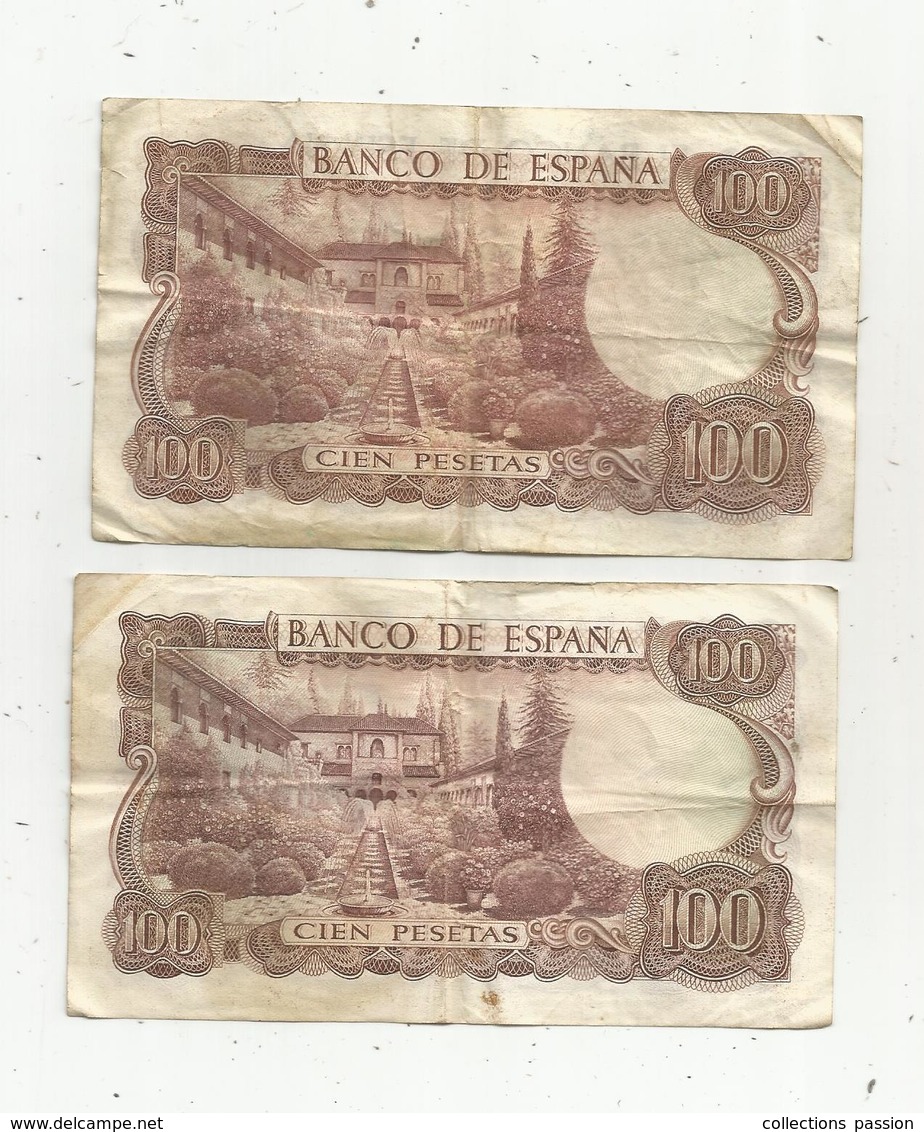 JC , Billet , ESPAGNE , EL BANCO DE ESPANA ,  100 , Cien Pesetas , 2 Scans ,LOT DE 2 BILLETS DE 100 PESETAS - 100 Pesetas