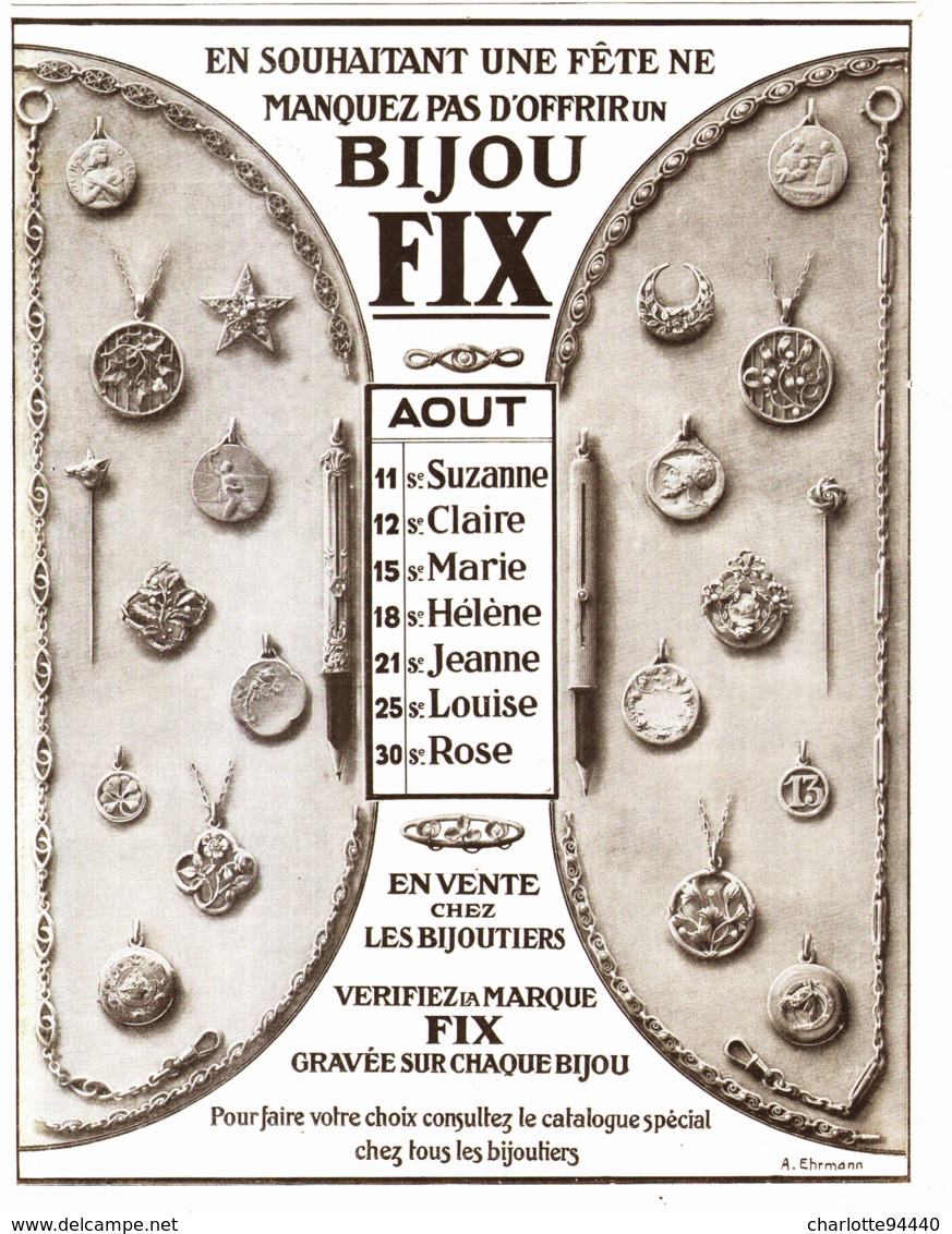 PUB BIJOUX  " FIX "   1911 ( 8 ) - Autres & Non Classés