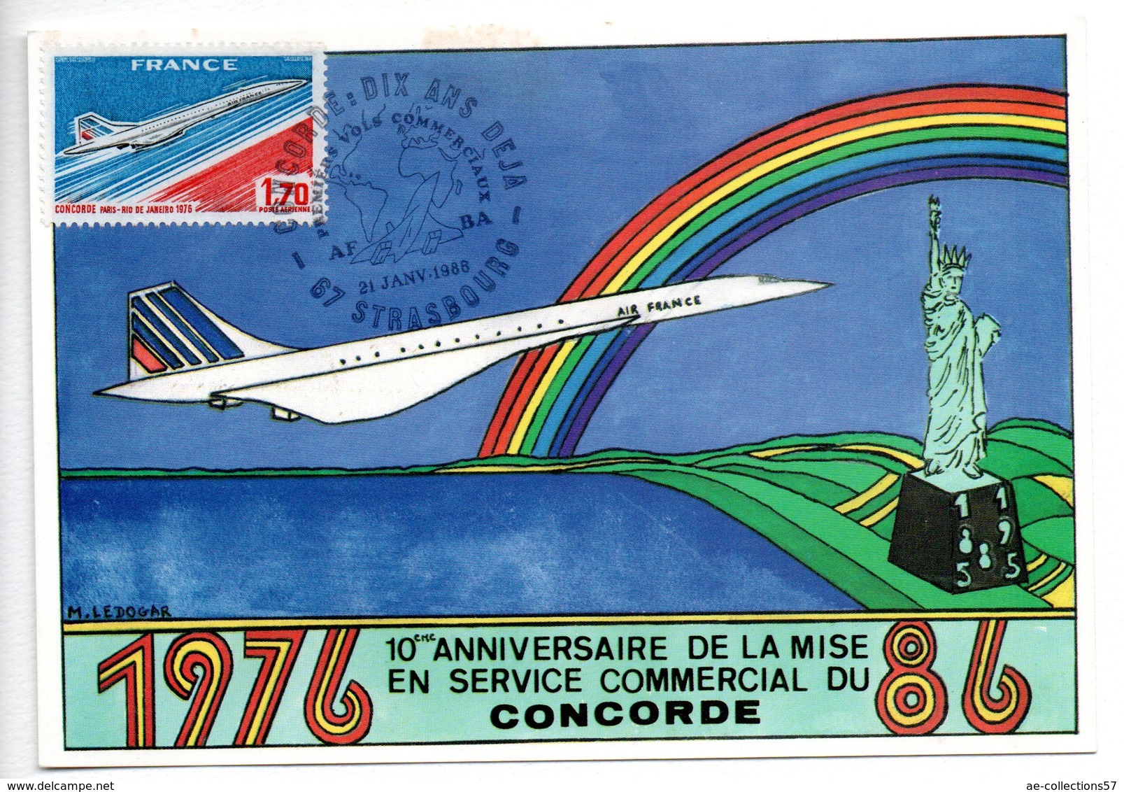 Carte  / 10 ème Anniversaire Service Commercial  / Concorde / Strasbourg /  21-1-88 - 1980-1989