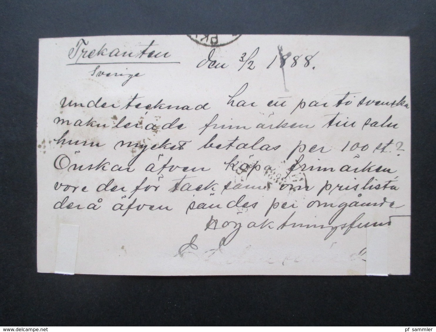 Schweden 1888 Ganzsache Mit Zusatzfrankatur Trekanten Nach Hamburg Gesendet Mit Vielen Stempeln!! - Brieven En Documenten