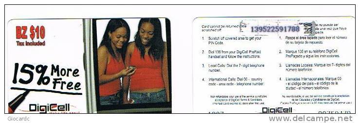 BELIZE  -  DIGICELL RECHARGE GSM   -   GIRLS  (15%)   -  USATA (USED )  -  RIF. 1994 - Belize