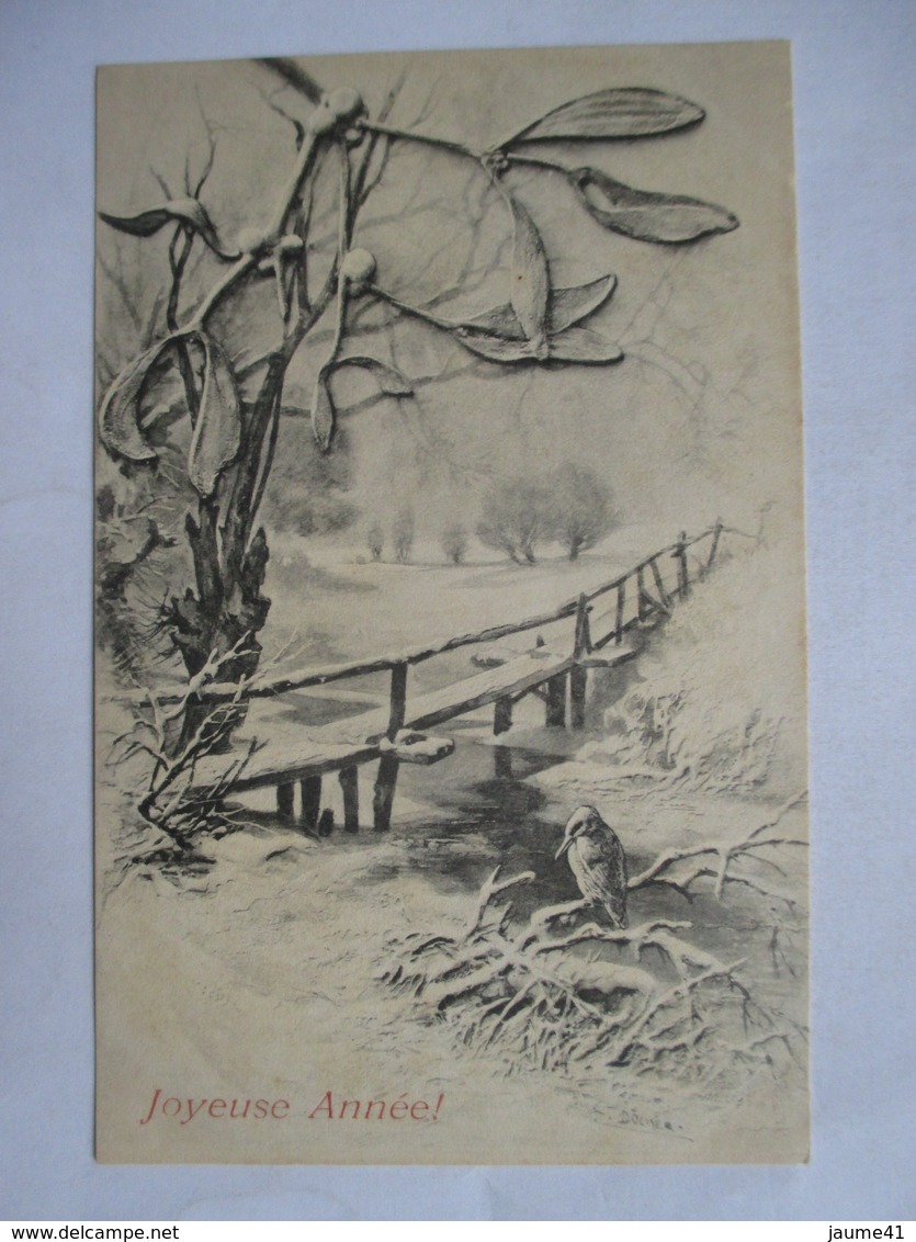 PAYSAGE  SOUS  LA  NEIGE   -  PASSERELLE      -  JOYEUSE   ANNEE            TTB - Doecker, E.