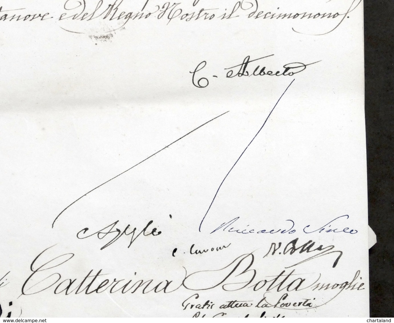 Regno Sardegna Autografo Re Carlo Alberto E Conte Cavour Patente Di Grazia 1849 - Altri & Non Classificati