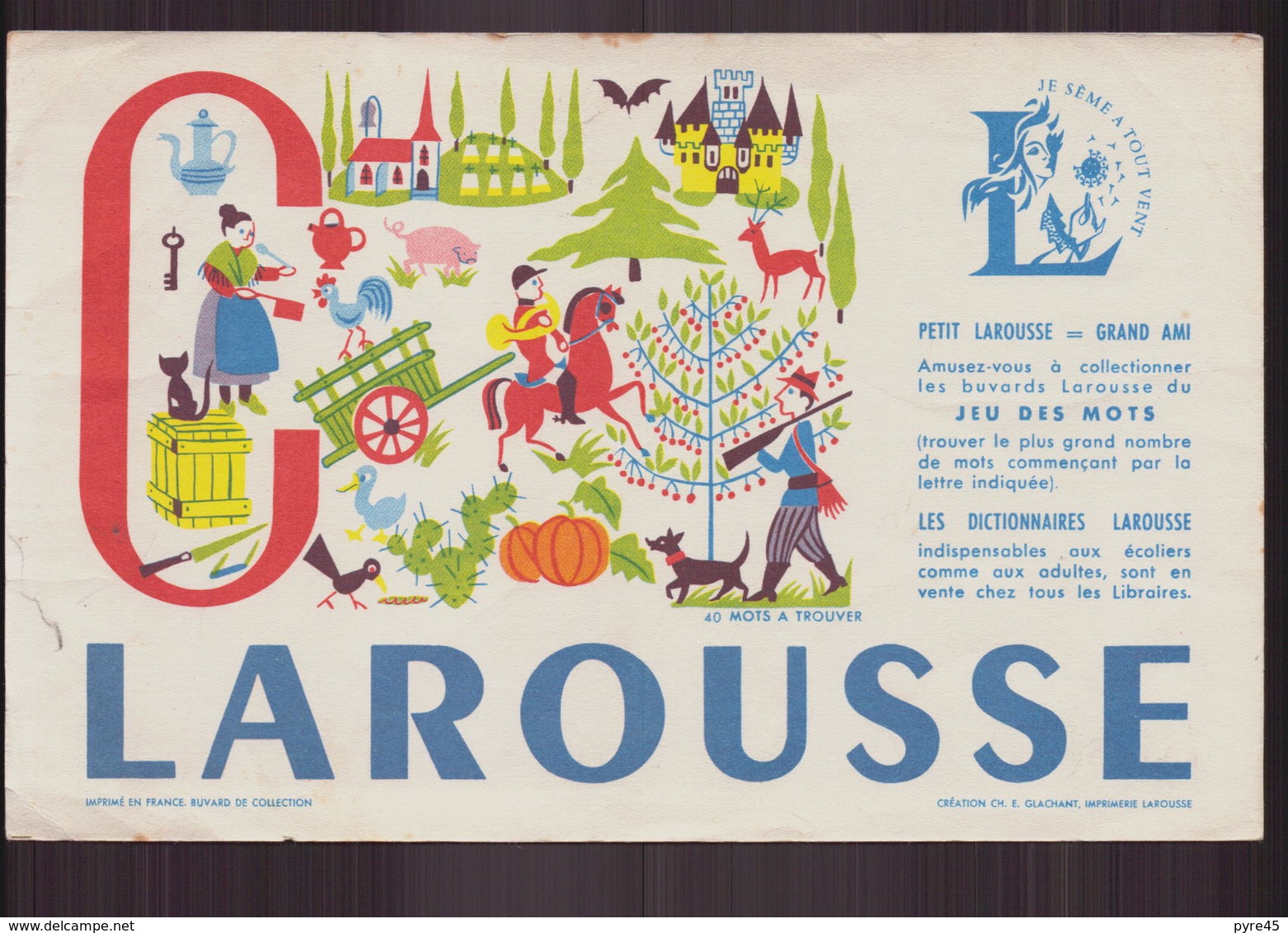 Buvard ( 21 X 13.5 Cm ) Larousse ( Pliures, Rousseurs ) - Papeterie