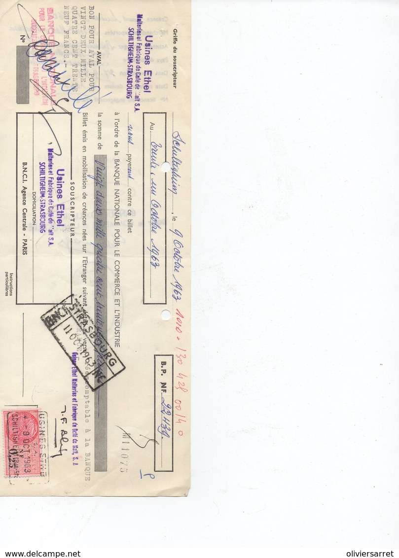 Fiscaux   1963 Schiltigheim Usines Ethel - Other & Unclassified