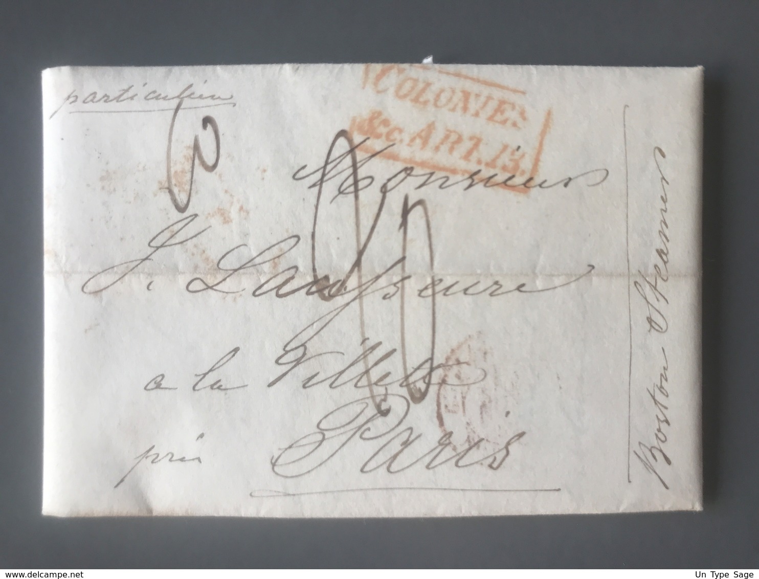 Lettre De New York 1846 Pour Paris - Colonies 1Cc ART 13 - (B2757) - 1801-1848: Precursori XIX