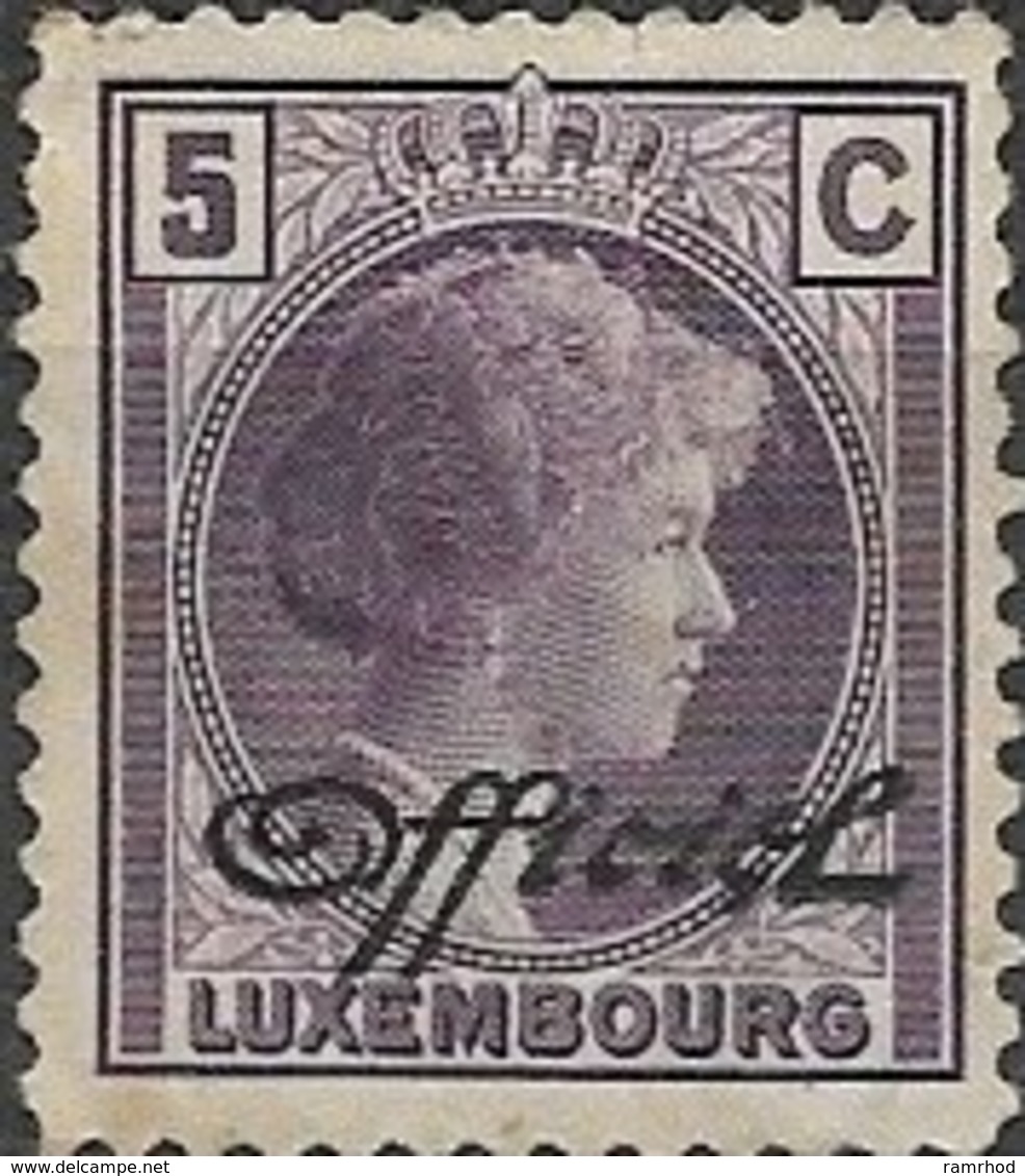 LUXEMBOURG 1926 Official - Grand Duchess Charlotte - 5c - Mauve MH - Servizio
