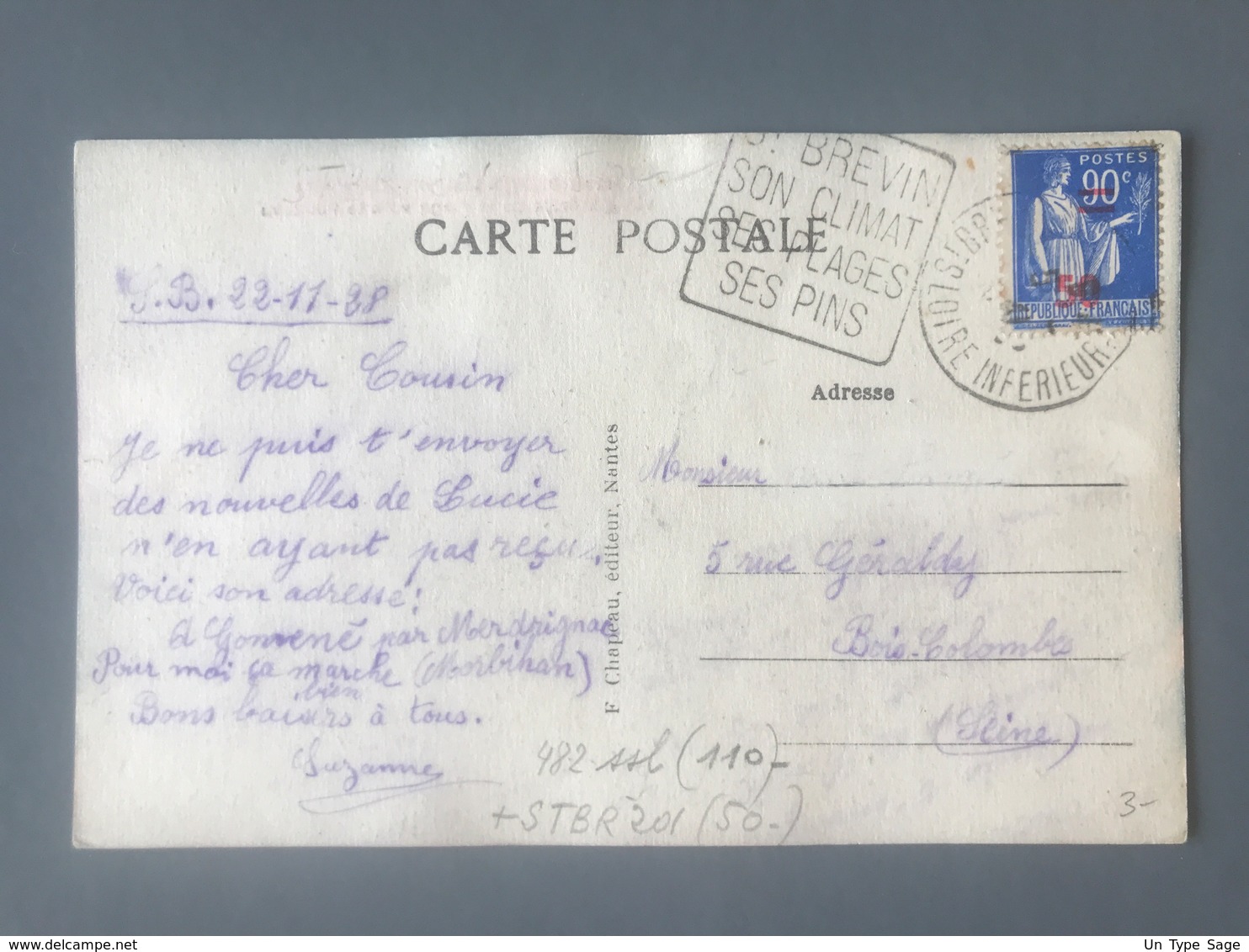 France N°482 Seul Sur Carte Postale - (B2771) - 1921-1960: Période Moderne